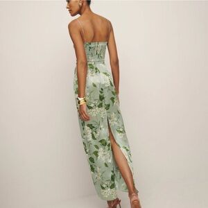 Reformation Green Strapless Maxi Dress with Slit